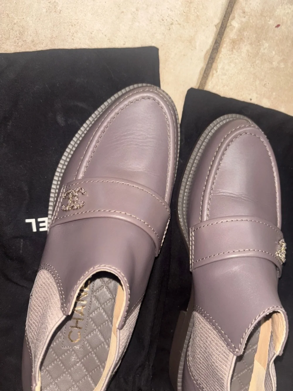 CHANEL Women's Leather Loafers with Gold Logo - Picture 15 of 15